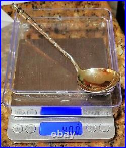 1849 Imperial Russian 84 Silver 875/1000 6 Inch Tea Coffee Spoon Niello 40 Grams
