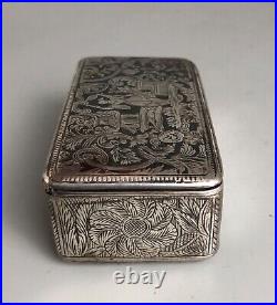 19th Century French Silver & Niello Snuff Box AF 1819 1838 FHZX