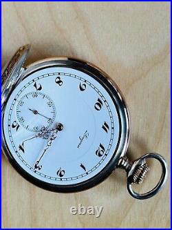 2P316 Antique Longines embedded enamel(Niello inlay), silver pocket watch