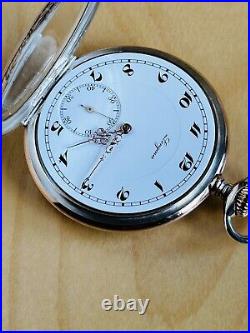 2P316 Antique Longines embedded enamel(Niello inlay), silver pocket watch