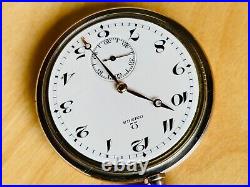 2P401 Antique Omega silver pocket watch, embedded enamel(Niello inlay)