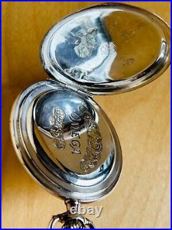 2P401 Antique Omega silver pocket watch, embedded enamel(Niello inlay)