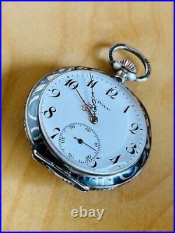 2P439 Antique Doxa silver pocket watch, embedded enamel(Niello inlay)