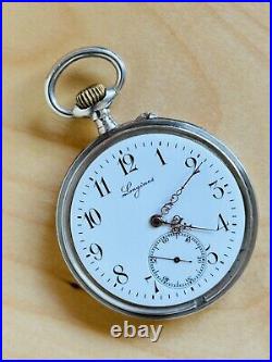 2T431 Antique Longines embedded enamel(Niello inlay), silver pocket watch