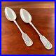 2 Avdeyev Moscow Russian 84 (875) Silver Serving Spoons Niello Fiddle 1857
