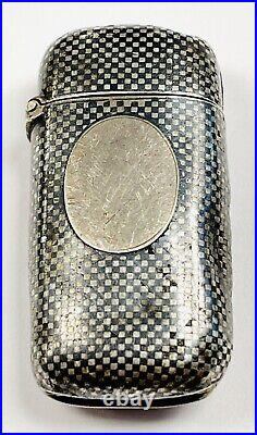 ANTIQUE VICTORIAN NIELLO SILVER CIGARETTE MATCH BOX / CASE Minerva Head 1800's