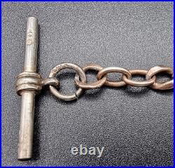 ANTIQUE VICTORIAN STERLING SILVER WithH GILDING NIELLO POCKET WATCH CHAIN/FR/C1880