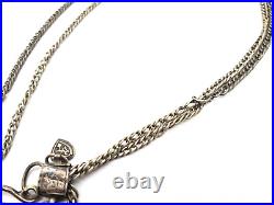 Amazing Special Antique Ottoman Turkish Silver Niello Chain Necklace Holder