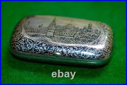 Antique 1886 Imperial Russia 84 Silver Niello Cigarette Case, S. Kazakov, Moscow