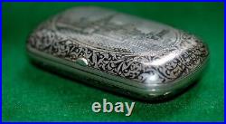 Antique 1886 Imperial Russia 84 Silver Niello Cigarette Case, S. Kazakov, Moscow