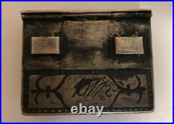 Antique 1911 Niello Silver Russian Belt Box 253-2