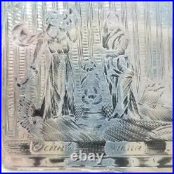 Antique 19c Imperial Russian Silver Niello 84 Snuff Box 2 sided Myths Gods