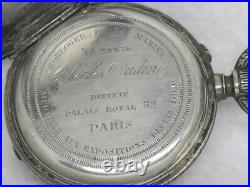 Antique 47mm Swiss Ch. Oudin Griffin Niello & Silver Demi-hunter Pocket Watch