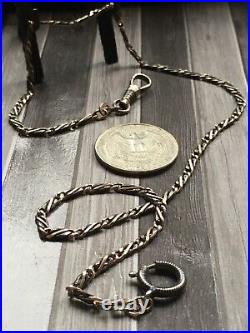 Antique Fine Albert Niello & Gilt Solid Silver 800 Fob Pocket Watch Chain