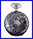 Antique Henry Moser & Cie Art Nouveau Silver Niello Pocket Watch Vintage 1890’s