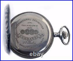 Antique Henry Moser & Cie Art Nouveau Silver Niello Pocket Watch Vintage 1890's