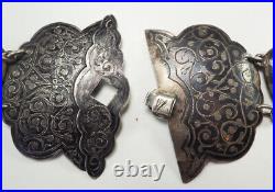 Antique Imperial Russia Caucasian niello 84 silver belt