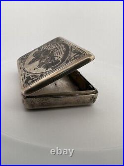 Antique Imperial Russian 84 Silver Cigarette Case Troyka Niello