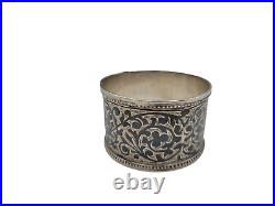 Antique Imperial Russian Caucasus 84 Silver Niello Napkin Ring 1 Tall 20 Grams