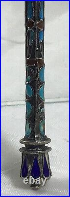Antique Imperial Russian Solid Silver Enameled Spoon Moscow C. 1889
