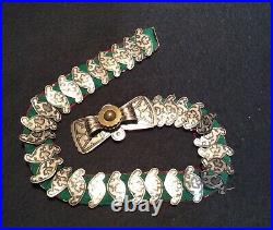 Antique Persian Turkish Siam Silver & Niello Fabric 34 Belt