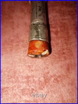 Antique Rare OTTOMAN Amber And silver NIELLO Mouthpiece pipe RARE Very Old