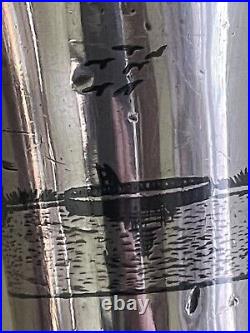 Antique Rare Vintage Iraqi Walking Stick Cane Niello silver Shoreline Boats R2