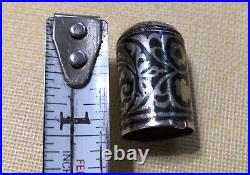 Antique Russian Niello 84 Silver Thimble 6 Star Motiff