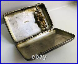 Antique Russian Silver Cigarette Case 84 Samples Niello Troika Weight 148g