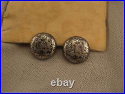 Antique Russian Silver Niello Cuff-links With Monograms