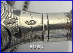 Antique Russian Sterling Silver Niello Chatelaine Perfume Scent Flask Bottle
