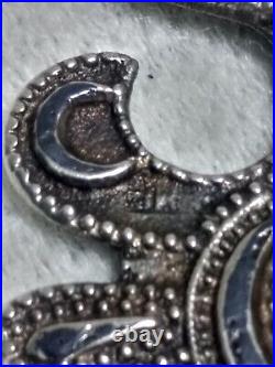 Antique Russian imperial period Niello silver cucasian pendant necklace
