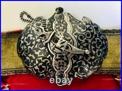 Antique Russian silver belt KAVKAZ 84 zolotniki Russia silver niello buckle RARE