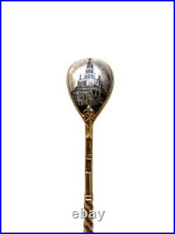 Antique Russian silver niello salt spoon Imperial Russia 84 Zolotnik