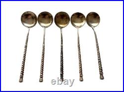 Antique Russian silver niello salt spoons set 5szt weight 58g