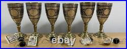 Antique Set Silver Shot Glasses 875 Box 6 Sterling Cup Russian Niello Rare Mark