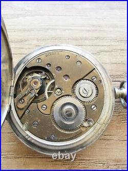 Antique Silver 800 & Niello Hunter Singer Pocket Watch