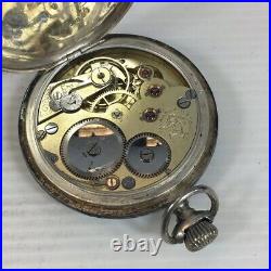 Antique Silver & Gold Niello Enamelled Tavannes Pocket Watch Fox Hunting