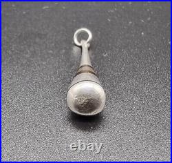 Antique Sterling Silver With Gilding Niello Fob/pendant Baseball Bat Uk/c1900