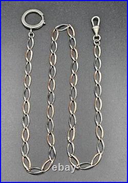 Antique Victorian 800 Silver Gilded Niello Pocket Watch Chain France/c1900