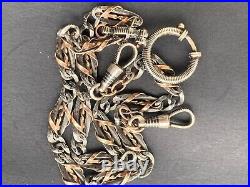 Antique Victorian 800 Silver Niello Watch Chain