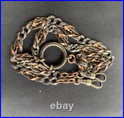Antique Victorian 800 Silver Niello Watch Chain