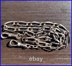 Antique Victorian 800 Silver Niello Watch Chain -16.92Inches