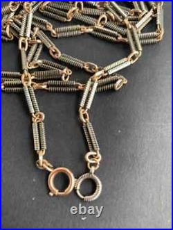 Antique Victorian 800 Silver Niello Watch Chain Sautoir Necklace-Rare