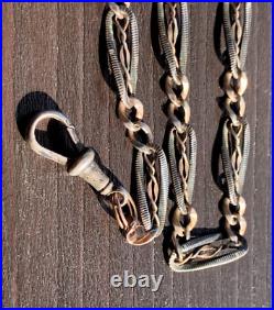 Antique Victorian 800 Silver Niello Watch Chain withfob-18.5Inches