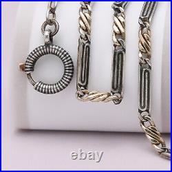 Antique Victorian Silver NIELLO Infinity Link Gold Plate 3mm 15 Chain Necklace