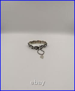 Antique Woman Bracelet Estimatedly 1930-1940s Silver Handmade Rare Niello decor