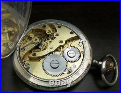 Beautiful Antique Art Deco Swiss Niello 800 Silver Full Hunter Pocket Watch