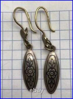 Beautiful Antique used old Silver earrings, Northern Niello 925 test 3.1 gr gift