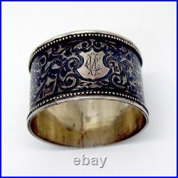 Caucasus Niello Napkin Ring Russian 84 Silver Mono IS